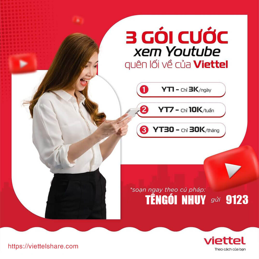 Đăng ký gói Youtube Viettel thả ga xem Video suốt tháng