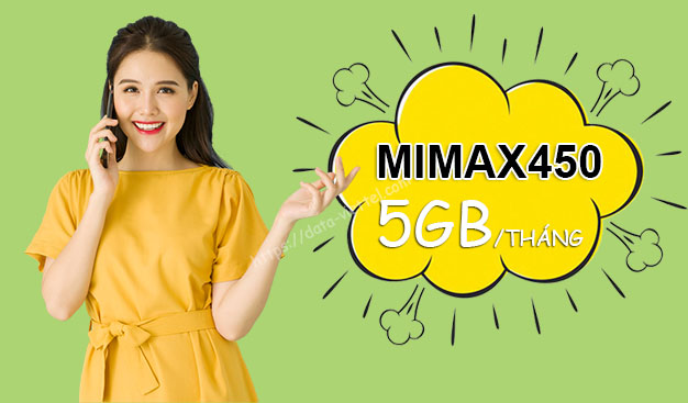 Đăng ký gói Mimax450 Viettel ưu đãi mỗi tháng 5GB Data tốc độ cao