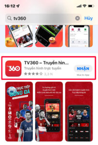 Ứng dụng TV360 có logo màu đỏ 