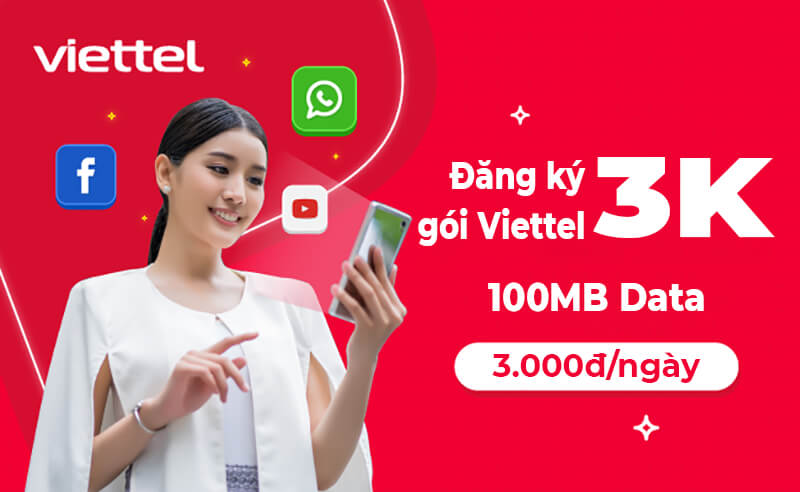 Cách đăng ký 4G Viettel 1 ngày 3K có ngay 100MB Data