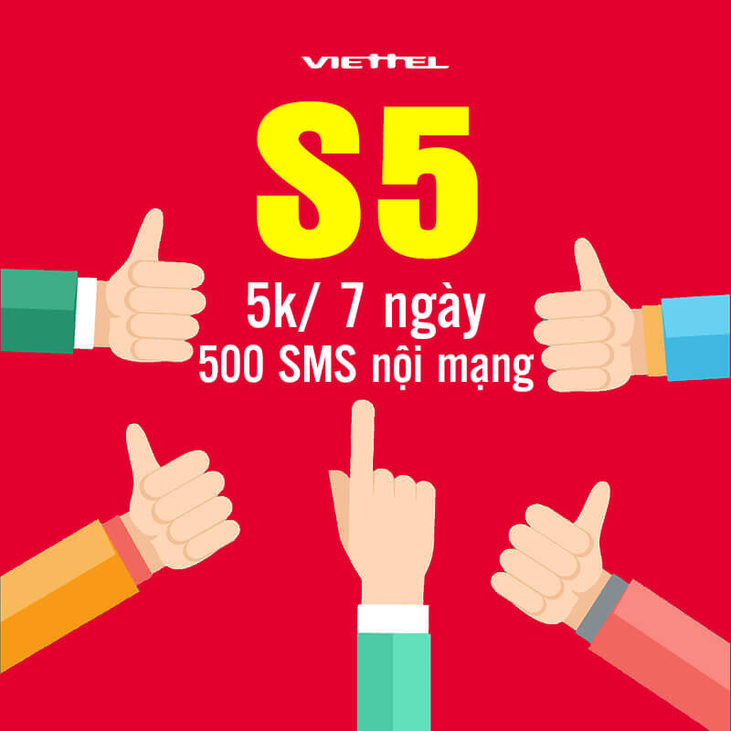 Đăng Ký gói S5 Viettel nhận 500 SMS nội mạng chỉ 5.000đ/tuần