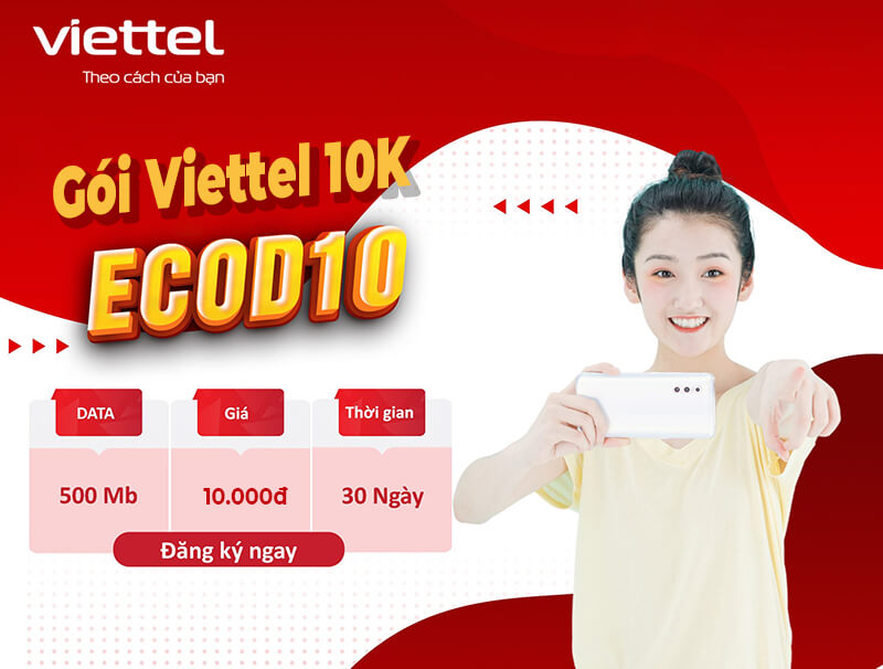 Cách đăng ký mạng Viettel 10k 1 tháng miễn phí 500MB Data