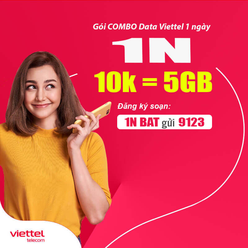 Gói 1N Viettel 10k 1 ngày 5GB Data