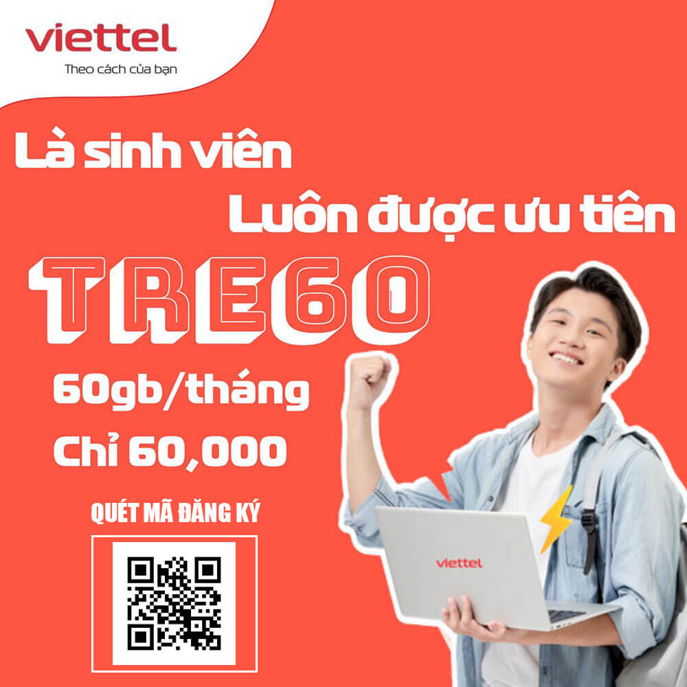 Đăng ký gói TRE60 Viettel miễn phí 2GB/ngày & Data TikTok 1 tháng
