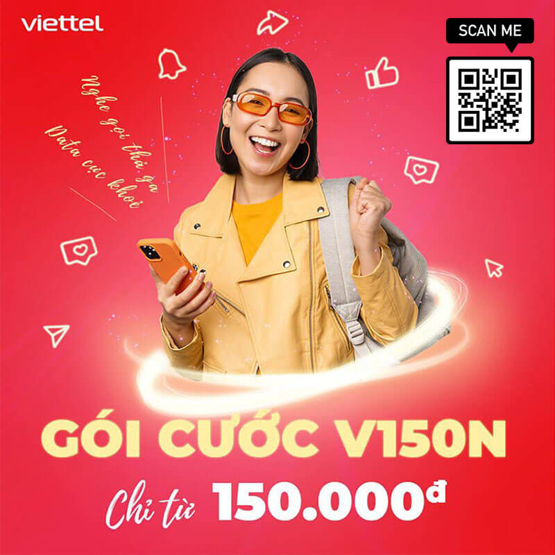 Gói V150N Viettel giá 150k 1 tháng miễn phí 6GB 1 ngày