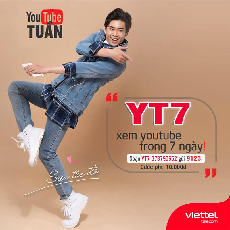 Đăng ký gói YT7 Viettel miễn phí Data Youtube 1 tuần giá 10k