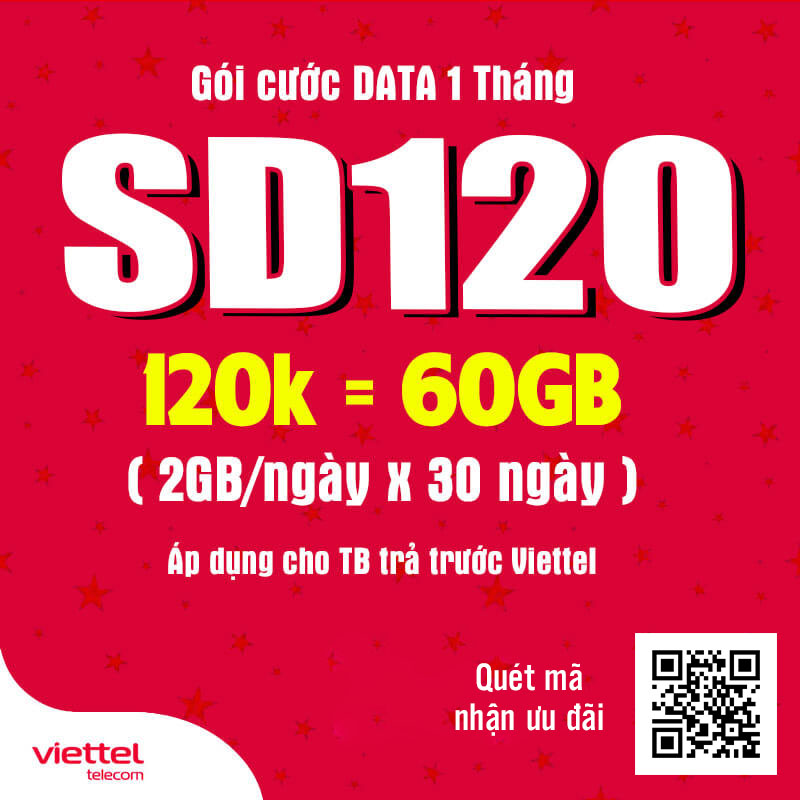 Đăng Ký Gói SD120 Viettel Có Ngay 2GB Data Giá 120k 1 Tháng
