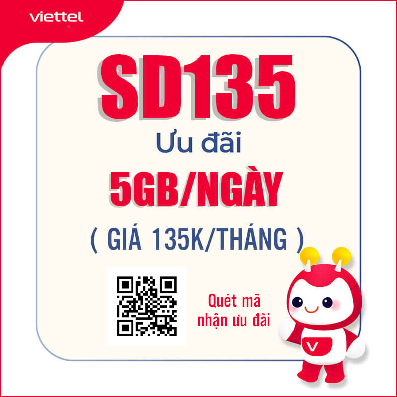 Đăng Ký Gói SD135 Viettel Có Ngay 5GB Data Giá 135k 1 Tháng